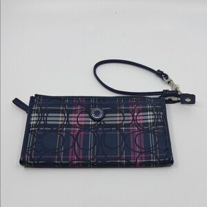 Coach Blue and Pink Plaid Wristlet